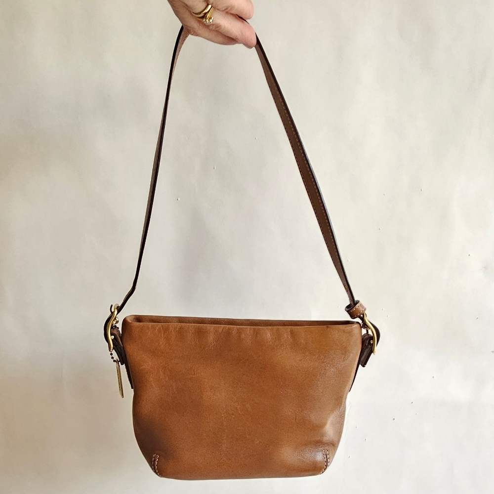 Vtg Coach British Tan Mini Leather Shoulder Bag AS IS  Firm